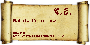 Matula Benignusz névjegykártya
